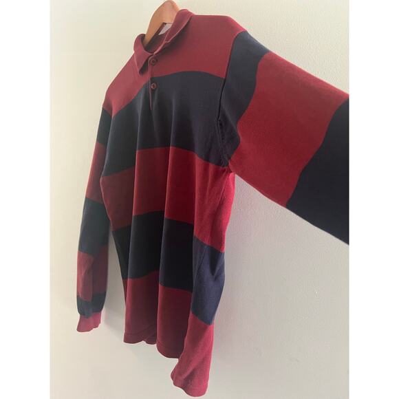 IZOD Men's 100% Cotton Long Sleeve Polo Knit Sweater Red & Navy Blue Medium JL - Picture 3 of 7